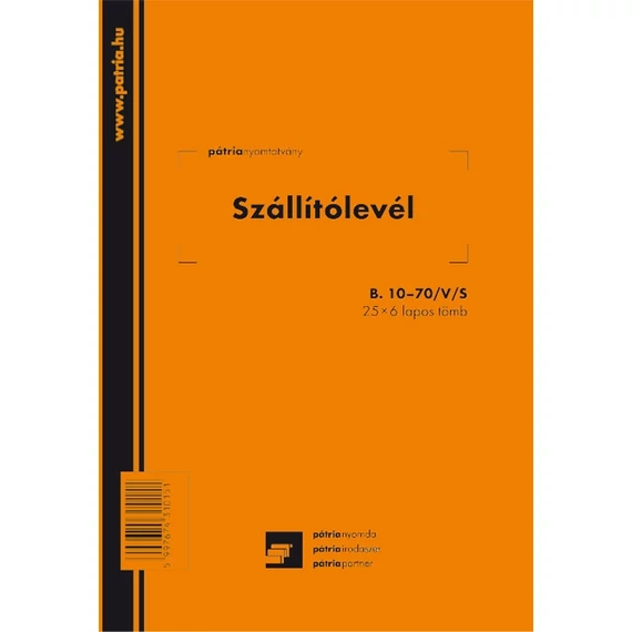 Szállítólevél 25x6 lapos tömb A/5 álló