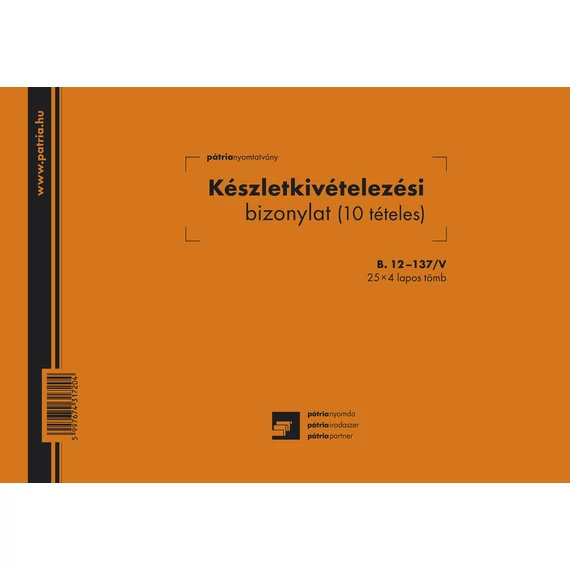 Készletkivételezési bizonylat 10 tételes 25x4 lapos tömb 245x170 mm