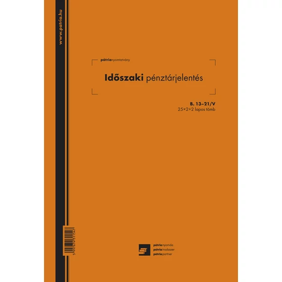 Időszaki pénztárjelentés 25x2+2 lapos tömb A/4 álló Időszaki pénztárjelentés 25x2+2 lapos tömb A/4 álló