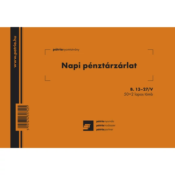 Napi pénztárzárlat 50x2 lapos tömb A/5 fekvő
