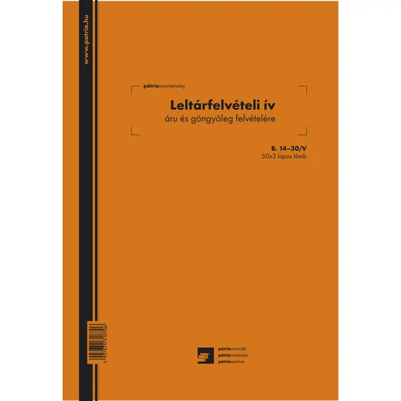 Leltárfelvételi ív áru és göngyöleg felvételére 50x3 lapos tömb A/4 álló