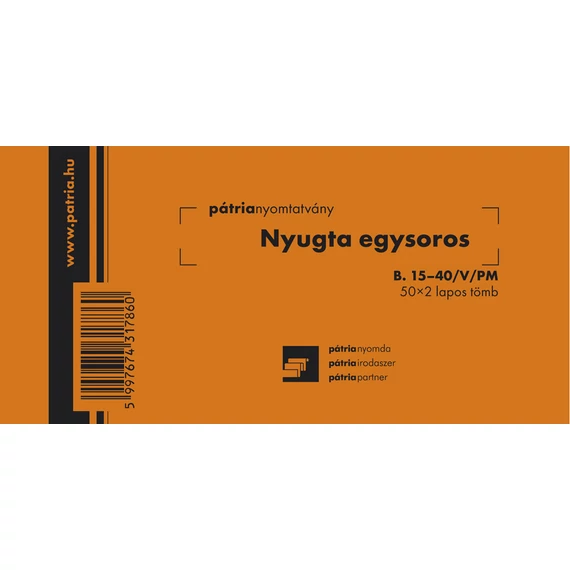 Nyugta (egysoros) 50x2 lapos tömb Nyugta (egysoros) 50x2 lapos tömb