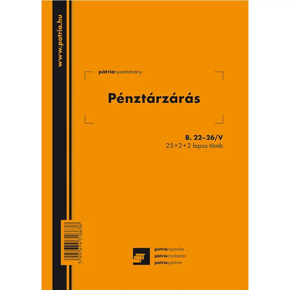 Pénztárzárás 25x2+2 lapos tömb A/5 álló Pénztárzárás 25x2+2 lapos tömb A/5 álló