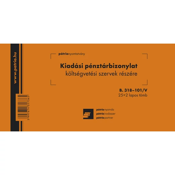 Kiadási pénztárbizonylat költségvetési 25x2 lapos tömb 203x102 mm