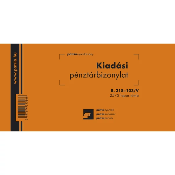 Kiadási pénztárbizonylat 25x2 lapos tömb 203x102 mm Kiadási pénztárbizonylat 25x2 lapos tömb 203x102 mm