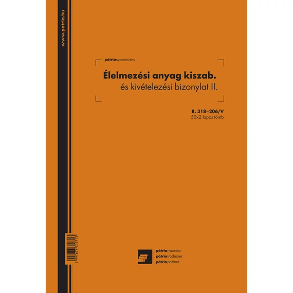 Élelmezési anyag kiszabási és kivételezési bizonylat II. 50x2 lapos tömb A/4 álló