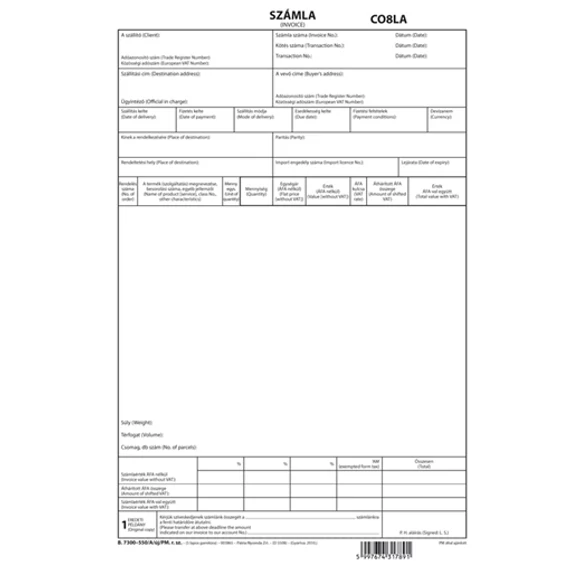 Deviza számla (INVOICE) 5 lapos garn. Deviza számla (INVOICE) 5 lapos garn.