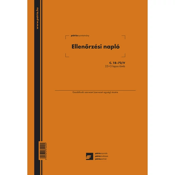 Ellenőrzési napló 25x3 lapos tömb A/4 álló Ellenőrzési napló 25x3 lapos tömb A/4 álló