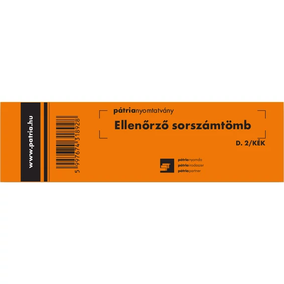Ellenőrző sorszámtömb 100 lapos 146x40 mm kék