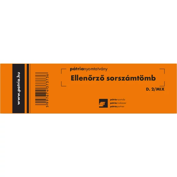 Ellenőrző sorszámtömb 100 lapos 146x40 mm vegyes Ellenőrző sorszámtömb 100 lapos 146x40 mm vegyes