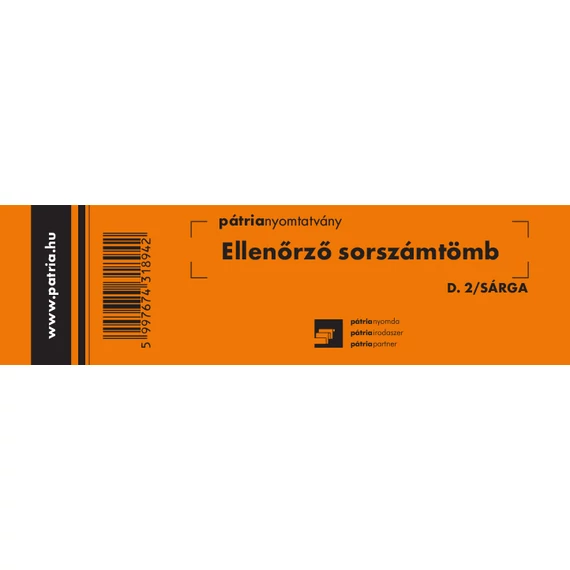 Ellenőrző sorszámtömb 100 lapos 146x40 mm sárga