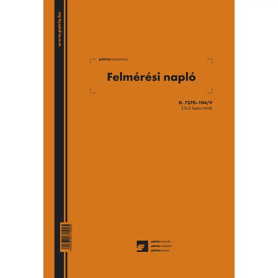Felmérési napló 25x5 lapos tömb A/4 álló Felmérési napló 25x5 lapos tömb A/4 álló