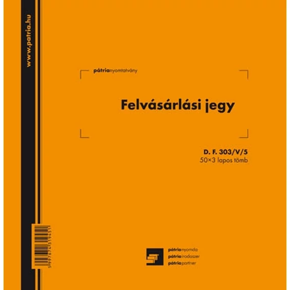 Felvásárlási jegy (mezőgazdasági termékfelvásárlás/szolgáltatás igénybevétel bizonylata) 50x3 lapos tömb