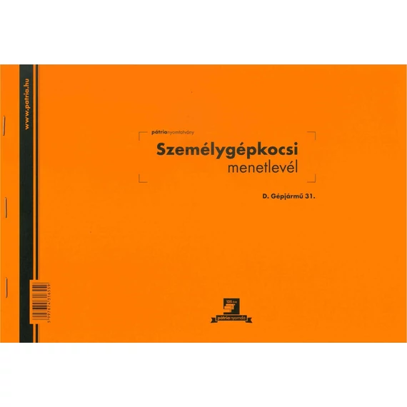 Személygépkocsi menetlevél 100 lapos tömb A/4 fekvő