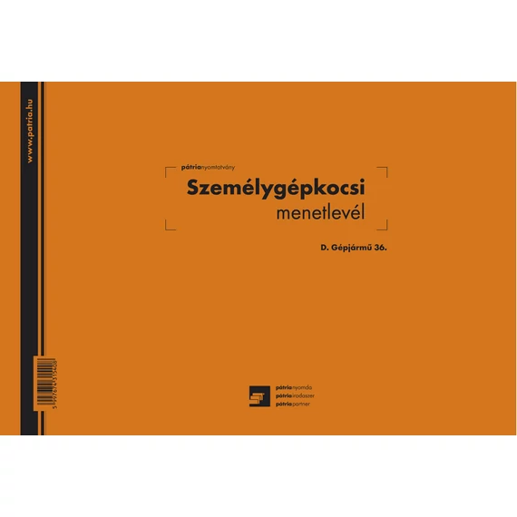 Személygépkocsi menetlevél 100 lapos tömb A/4 fekvő