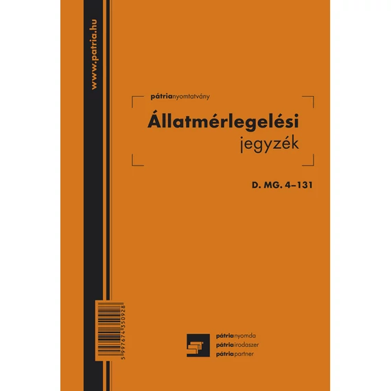 Állatmérlegelési jegy 50 lapos tömb 140x203 mm Állatmérlegelési jegy 50 lapos tömb 140x203 mm