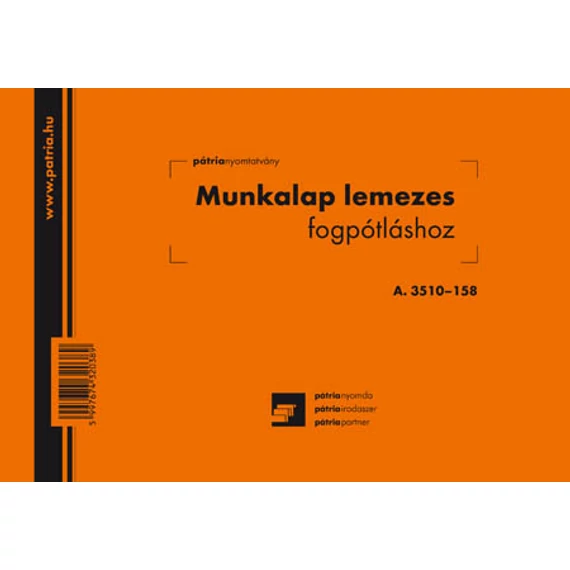 Fogászati munkalap lemezes fogpótláshoz 50x3 lapos tömb A5 fekvő