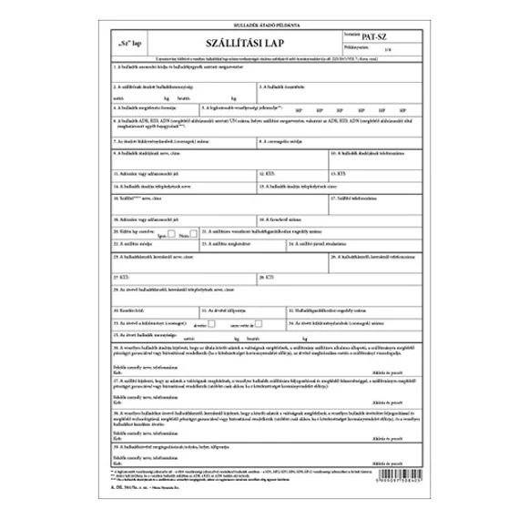 Szállítási lap A/4 4 lapos garn.