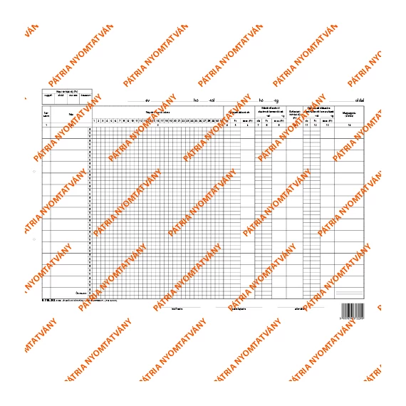 Étkezők nyilvántartása szabadlap A/3 fekvő Étkezők nyilvántartása szabadlap A/3 fekvő