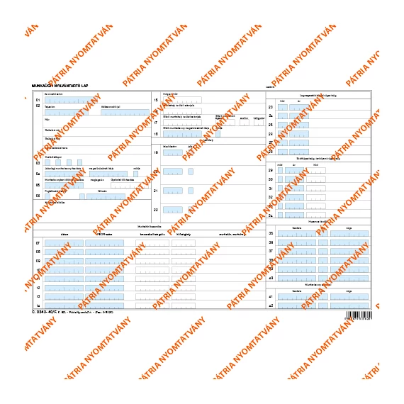 Munkaügyi nyilvántartó A/4 fekvő Munkaügyi nyilvántartó A/4 fekvő