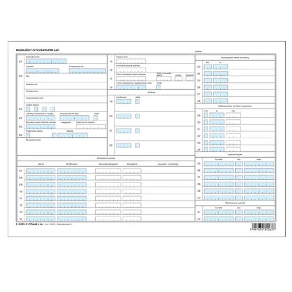 Munkaügyi nyilvántartó tasak A/4 fekvő -i Munkaügyi nyilvántartó tasak A/4 fekvő -i