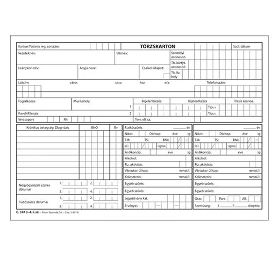 Törzskarton szabadlap A/5 fekvő