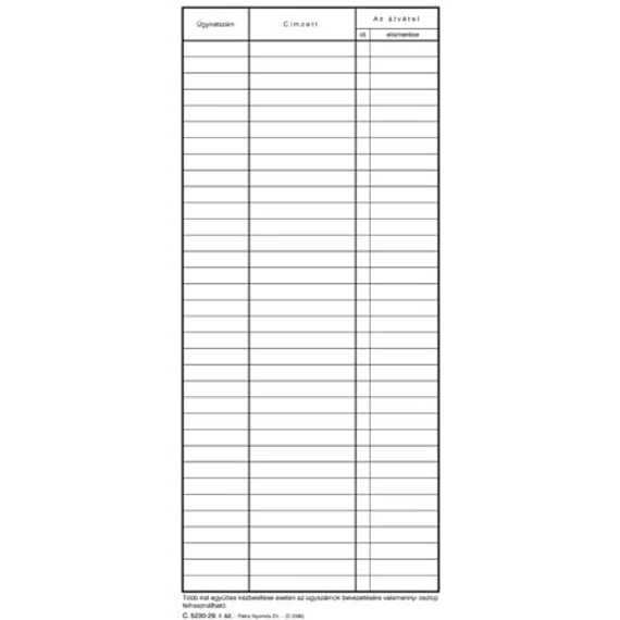 Kézbesítő könyv 100 lapos Kézbesítő könyv 100 lapos