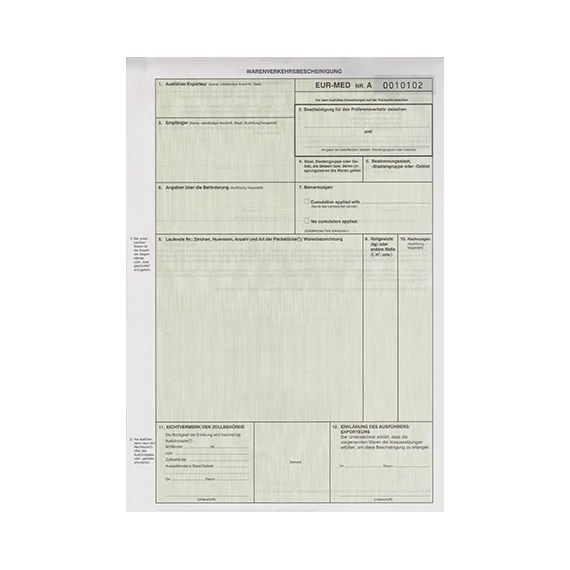 Szállítási bizonyítvány iránti kérelem