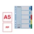 Kép 4/7 - Regiszter, műanyag, A5, 5 részes, ESSELTE, színes