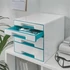 Kép 2/4 - Irattároló, műanyag, 4 fiókos, LEITZ "Wow Cube", fehér/jégkék