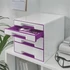 Kép 2/4 - Irattároló, műanyag, 4 fiókos, LEITZ "Wow Cube", fehér/lila