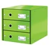 Kép 1/2 - Irattároló, laminált karton, 3 fiókos, LEITZ "Click&Store", zöld
