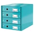 Kép 1/3 - Irattároló, laminált karton, 4 fiókos, LEITZ "Click&Store", jégkék