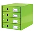 Kép 1/3 - Irattároló, laminált karton, 4 fiókos, LEITZ "Click&Store", zöld