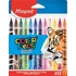 Kép 1/2 - Filctoll készlet, 2,8 mm, kimosható, MAPED "Color`Peps Animals", 12 különböző szín