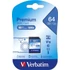 Kép 1/3 - Memóriakártya, SDXC, 64GB, CL10/U1, 90/10 MB/s, VERBATIM "Premium"