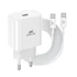 Kép 1/4 - Hálózati töltő, 20W, USB-C, USB-C, USB-C/USB-C töltőkábel, RIVACASE "PS4101", fehér