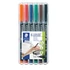 Kép 1/3 - Alkoholos marker készlet, OHP, 0,6 mm, STAEDTLER "Lumocolor® 318 F", 6 különböző szín