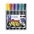 Kép 1/2 - Alkoholos marker készlet, 2-5 mm, vágott, STAEDTLER "Lumocolor® 350", 6 különböző szín