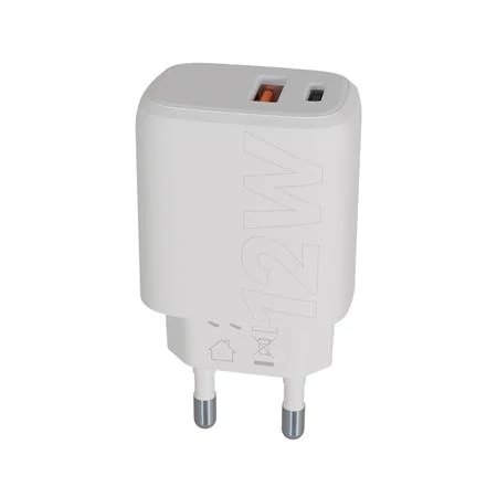 Hálózati töltő, USB-A + USB-C, 12W, AVAX 