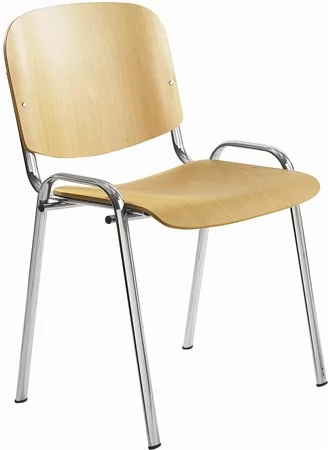 Tárgyalószék, fa ülőlappal, krómozott lábbal, 
