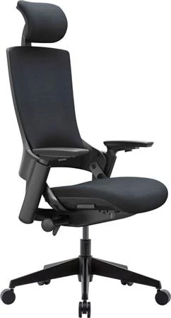 Irodai forgószék, feszített szövet háttámla, fekete szövet ülőlap, fekete műanyag váz és lábkereszt, 