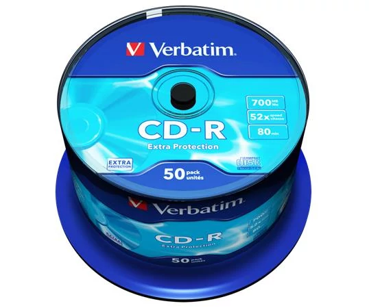 CD-R lemez, 700MB, 52x, 50 db, hengeren, VERBATIM 