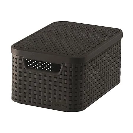 Rattan hatású kosár tetővel, 6l, barna, CURVER, 