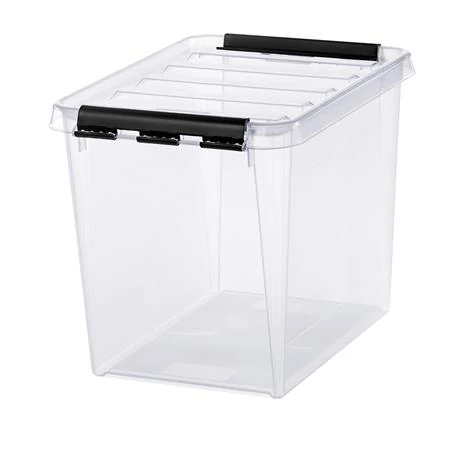 Műanyag tárolódoboz, 14 liter, fekete fogantyúkkal, SMARTSTORE 