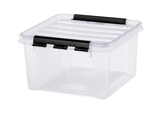 Műanyag tárolódoboz, 8 liter, fekete fogantyúkkal, SMARTSTORE 