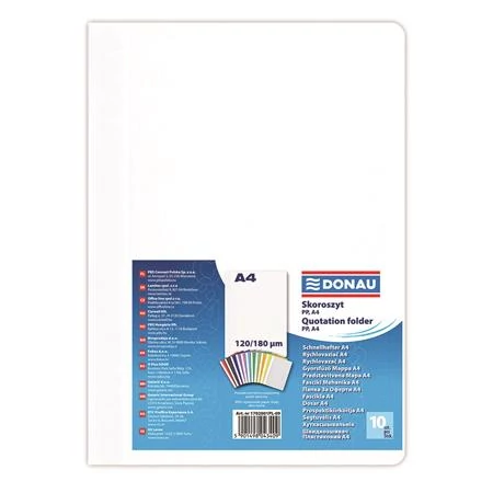 Gyorsfűző, PP, A4, DONAU, fehér, 10 db/csomag