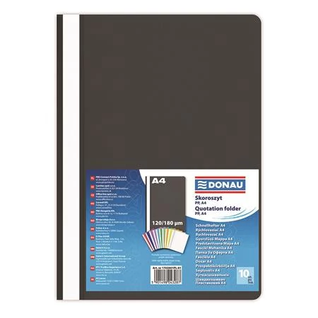 Gyorsfűző, PP, A4, DONAU, fekete, 10 db/csomag