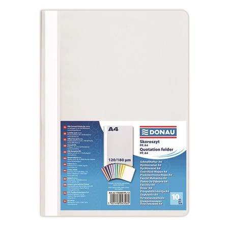 Gyorsfűző, PP, A4, DONAU, szürke, 10 db/csomag