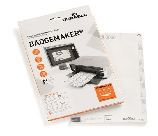 Betétlap, 60x90 mm, DURABLE, fehér